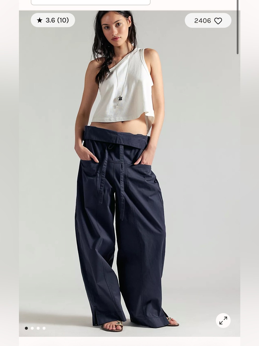 Free People NEW Paperbag Waist Pants in Navy